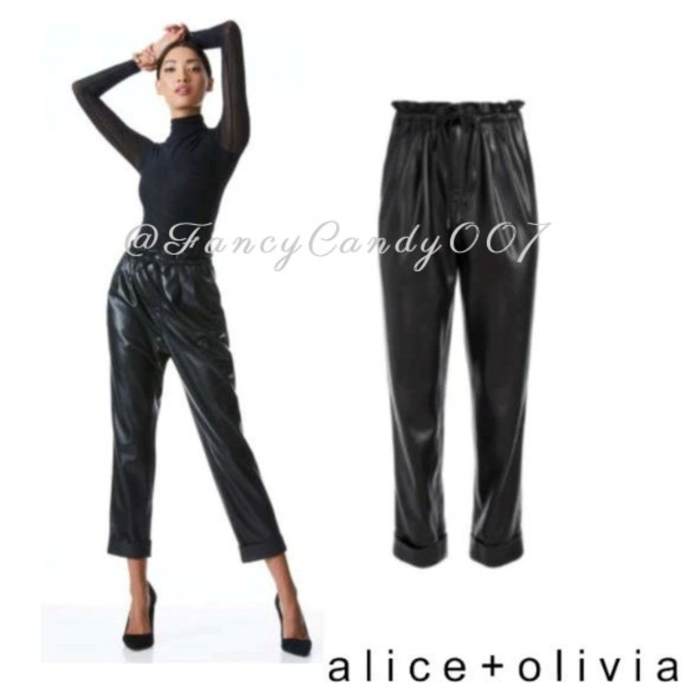 Alice + Olivia Liliana Vegan Leather Paper Bag Pants, XL - Picture 15 of 15